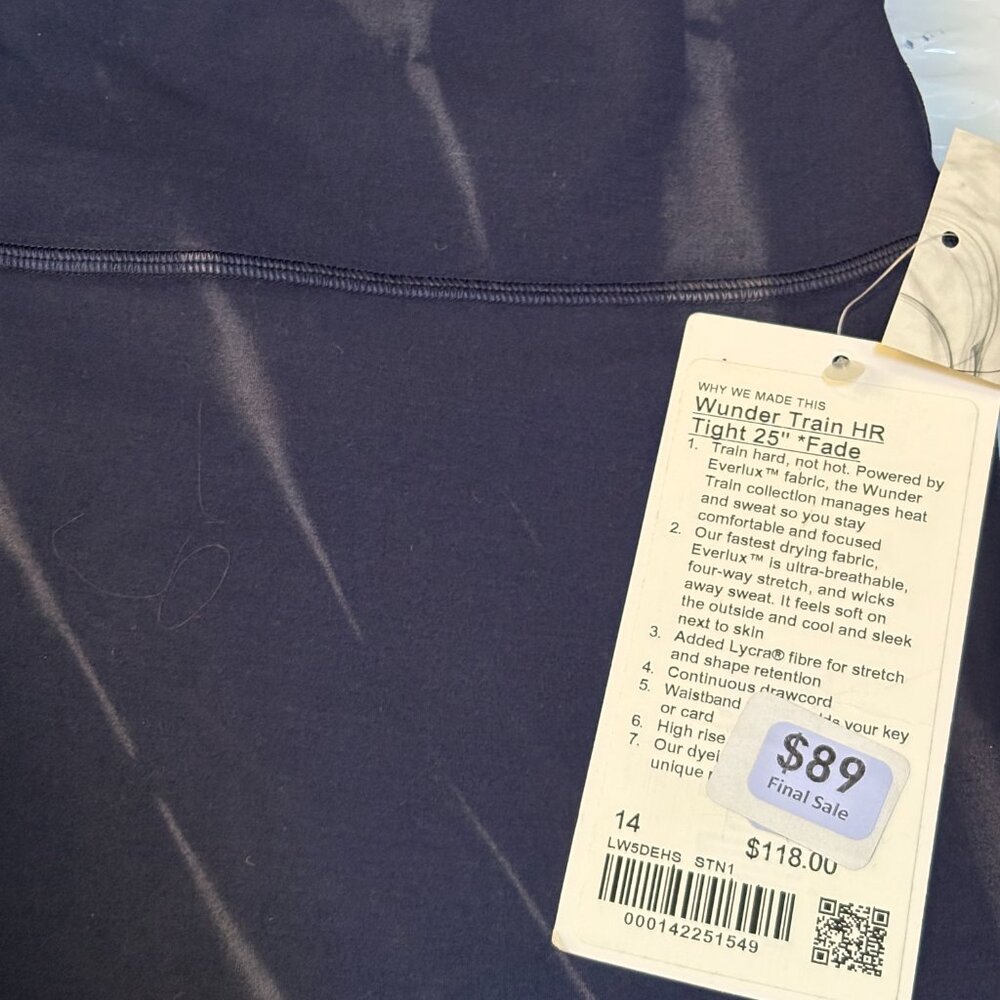 Lululemon Wunder Train HR Tight 25" Sz 14 Leggings STN1 Navy Grey $118 - Picture 9 of 9